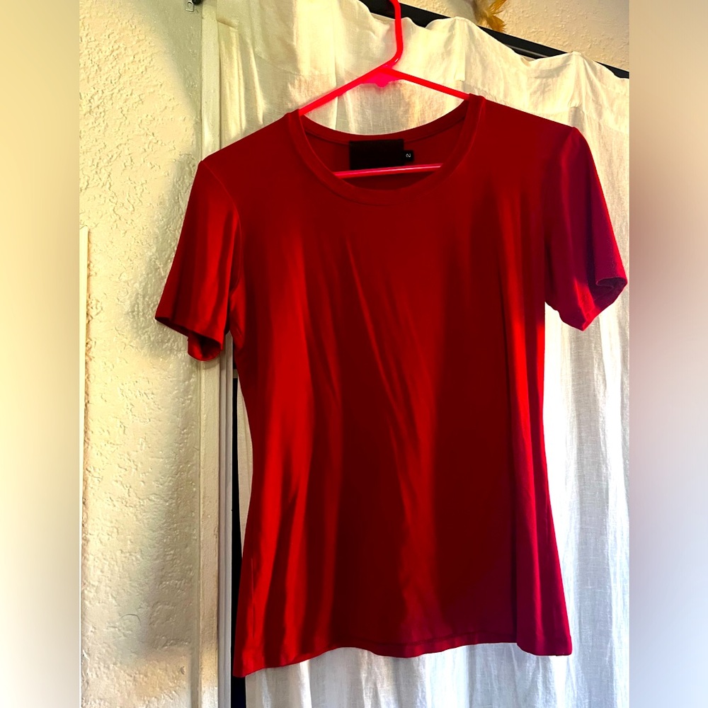 NWOT - NO. 6 STORE - ULTRA SOFT RED T-SHIRT - FITTED & CROPPED - SIZE 2 (MEDIUM)